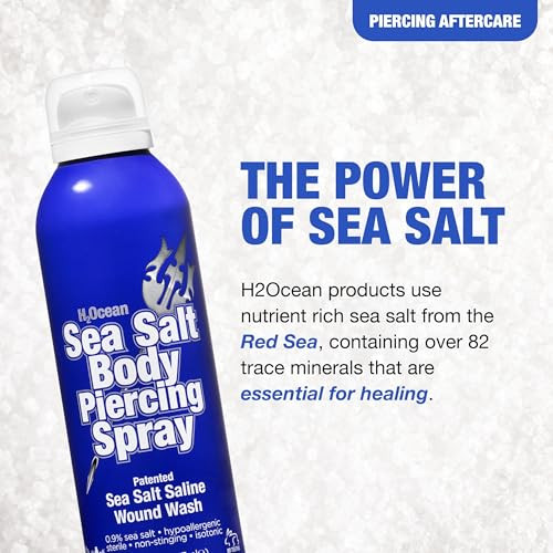 H2Ocean Sea Salt Body Piercing Spray 6Oz + Body Piercing Foam Soap Sea Salt Piercing Aftercare 1.7Oz
