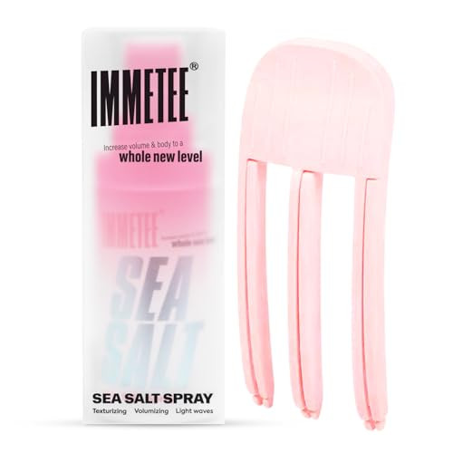 Immetee Sea Salt Spray Volumizing Texturizing Spray For Wavy Curly Fine Hair Root Lift Thickening Styling Hair Spray For Women Comes With Volumizing Hair Clips 120Ml (4.06 Fl Oz)