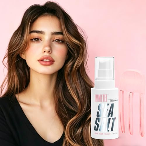 Immetee Sea Salt Spray Volumizing Texturizing Spray For Wavy Curly Fine Hair Root Lift Thickening Styling Hair Spray For Women Comes With Volumizing Hair Clips 120Ml (4.06 Fl Oz)