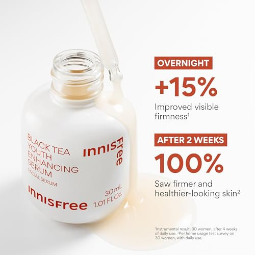 Innisfree Black Tea Youth Serum Korean Anti-Aging Treatment With Niacinamide For Radiance Firm Skin Hydration And Visible Skin Renewal