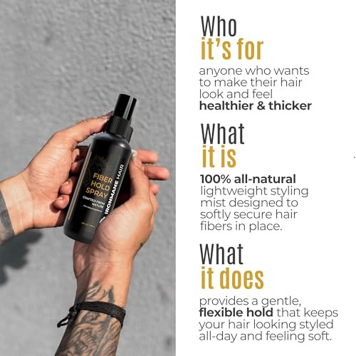 Ironmane - Fiber Hold Spray For Hair Fibers - 100% Natural - Unscented - Sea Salt Ginseng & Rice Water - Flexible Lightweight Matte Hold