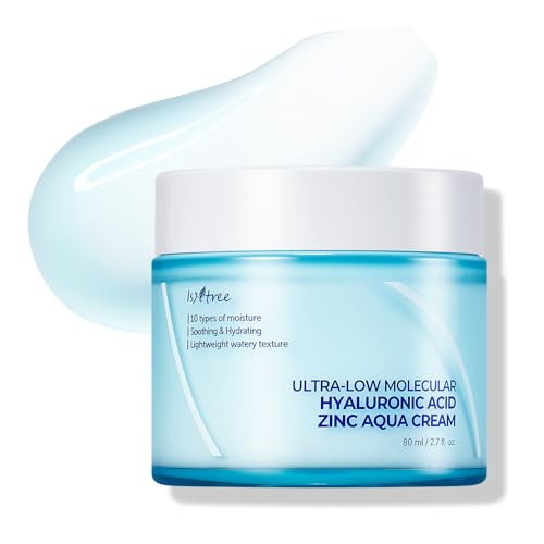 Isntree Ultra-Low Molecular Hyaluronic Acid Zinc Aqua Cream 80Ml 2.71 Fl Oz | Korean Skincare | Hyaluronic Acid | Pore Care | Cooling Effect | Hydrating Face Moisturizer