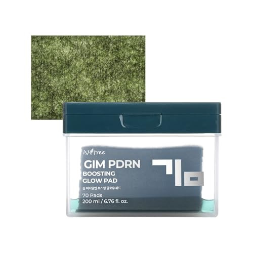 Isntree Gim Pdrn Boosting Glow Toner Pad | Hydrating & Firming Dual-Sided Facial Pads With Korean Seaweed (Gim) Pdrn | Pore Tightening Smooth Makeup Base | Korean Skin Care 70 Pads (1 Pack)
