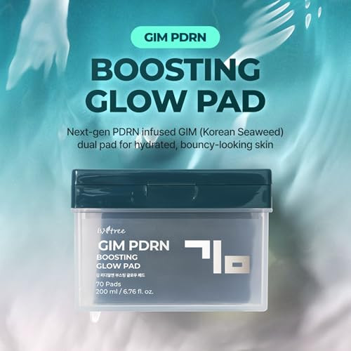 Isntree Gim Pdrn Boosting Glow Toner Pad | Hydrating & Firming Dual-Sided Facial Pads With Korean Seaweed (Gim) Pdrn | Pore Tightening Smooth Makeup Base | Korean Skin Care 70 Pads (1 Pack)