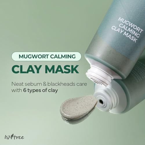 Isntree Mugwort Calming Clay Mask 100Ml 3.38 Fl.Oz | Korean Skincare | Deep Pore Cleansing & Sebum Control | Soothing Wash-Off Mask For Sensitive Skin | Exfoliates & Refines Texture