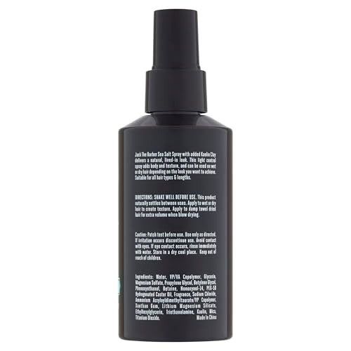 Jack The Barber Sea Salt Spray For Men Barber Quality Hair Styling Spray For Wavy Hair Styling And Texturizing All Hair Types Paraben Free 5.07 Fl Oz
