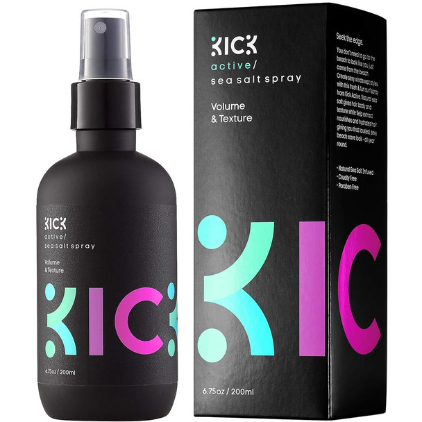 Kick Sea Salt Spray For Men - Beach Wave And Surfer Hair Style - Salt Water For Hair - Natural Texture And Volume Hair Spray 200Ml