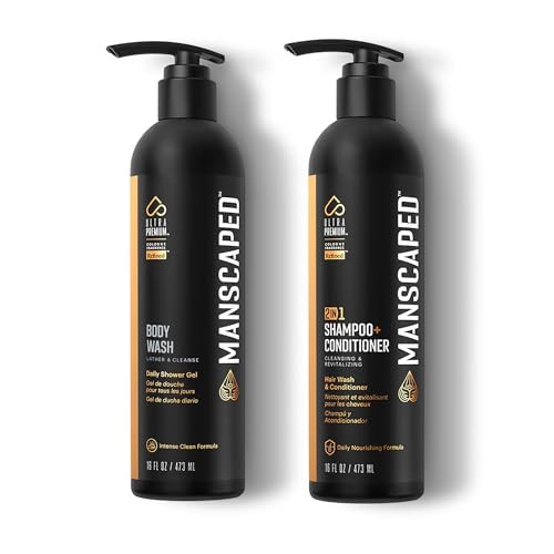 Manscaped Refined Body Wash & 2 In 1 Shampoo & Conditioner Luxurious Clean Shower Gel For Hydrating Skin Infused With Aloe Vera & Sea Salt & Shampoo Infused With Coconut Water For Nourishing Hair