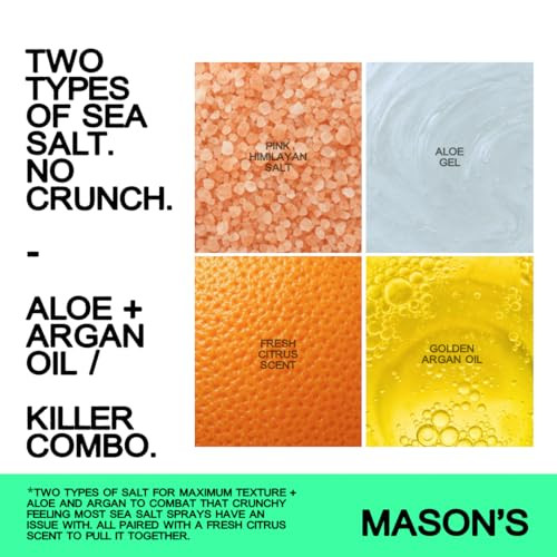 Mason'S Pomade Mason S Pomade Sea Salt Spray For Men And Women - Texturizing Hair Spray With Aloe & Argan Oil - Lightweight Non-Sticky For Beach Waves Volume & Texture - Mountain Rain Scent Hair Care 8 Oz