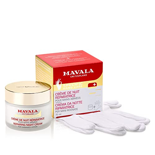 Mavala Repairing Night Cream For Hands| Dry Hands Treatment | Cracked Hands Repair| Overnight Hand Moisturizer | 30 Day Treatment | Moisturizing Gloves 2.4 Oz