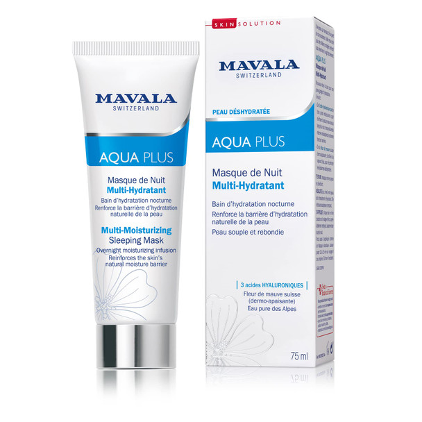 Mavala Aqua Plus Multi-Moisturizing Sleeping Mask | Rehydrates Replenishes And Reinforces Skin Overnight Mask | Pure Alpine Water Hyaluronic Acid 2.6Oz