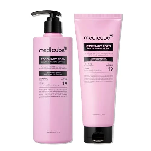 Medicube Rosemary Pdrn Purify & Nourish Shampoo And Conditioner Set | Korean Hair Care Set For Dry Fine Weak-Looking Hair | Amino Acid For Strength & Softness | Nourishing Yet Lightweight Formula