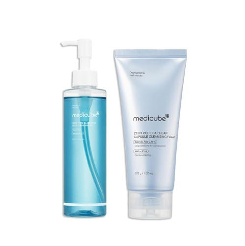 Medicube Double Cleansing Duo For Facial Cleansing: Zero Pore Blackhead Cleansing Oil And Zero Pore Clear Blue Capsule Facial Cleanser | Remove Makeup Blackheads And Buildups