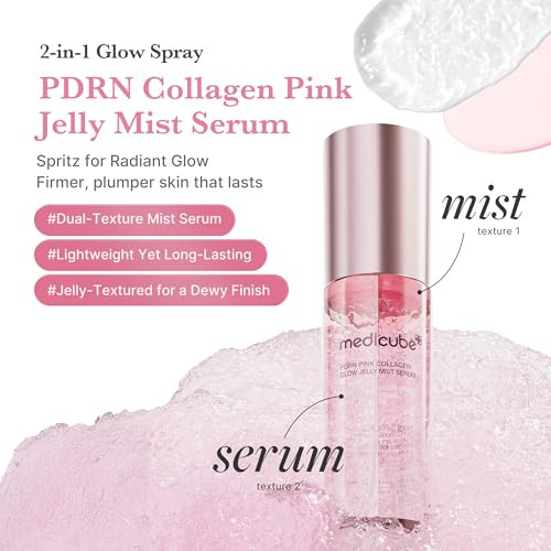 Medicube Pdrn Sun Care & Glow Duo: Pink Pdrn Collagen Jelly Mist Serum And Collagen Sunscreen | Spf Care With No White Cast And Just Glow Salmon Dna For Firmer Plump Skin