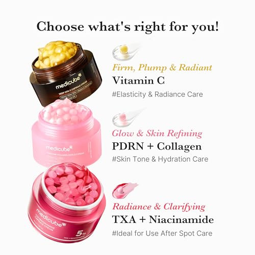 Medicube Clear & Glow Capsule Duo: Txa + Deep Vitamin C Capsule Creams | Radiance Boosting And Firming Face Moisturizers That Help Clarify Dull Skin And Reveal A Smooth Radiant Glow