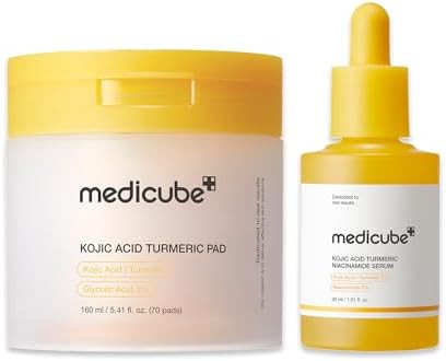 Medicube Kojic Acid Renew & Smooth Duo For Troubled Skin: Kojic Acid Turmeric Clarifying Toner Pad And Kojic Acid Turmeric Clarifying & Balancing Capsule Serum