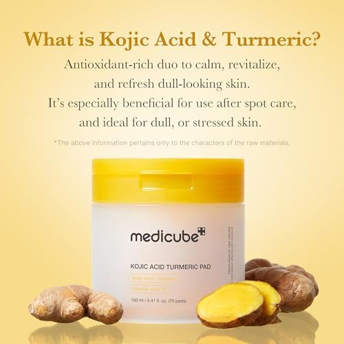 Medicube Kojic Acid Clarity Duo For Troubled Skin: Kojic Acid Turmeric Clarifying Pad And Kojic Acid Turmeric Smoothing Toner For Face & Body
