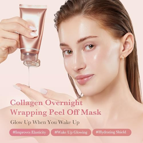 Medicube Viral Glow Overnight Wrapping Mask Duo: Collagen Overnight Wrapping Peel Off Facial Mask Pack And Turmeric Wrapping Peel Off Mask 2.0 And Jelly Brush s For Women