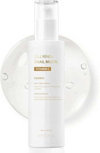 Missha Cell Renew Snail Mucin Vitamin C Essence Serum 3.38 Fl Oz - Hydrating Korean Skincare For Skin Snail Mucin Serum For Improved Skin Texture & Complexion