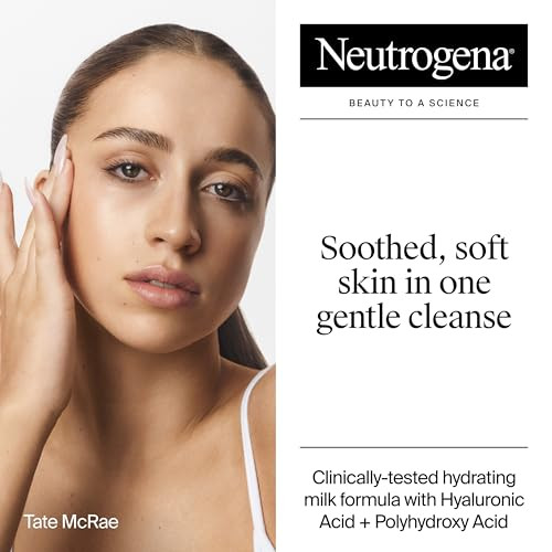Neutrogena Hydro Boost Face Wash Soothing Milk Cleanser Fragrance Free Hydrating Facial Cleanser With Hyaluronic Acid Sensitive Skin Face Wash & Makeup Remover 7.8 Fl Oz