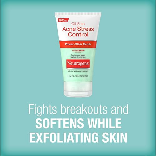 Neutrogena Oil-Free Acne Stress Control Power-Clear Scrub 2% Salicylic Acid For Acne-Prone Skin Exfoliating Daily Facial Scrub 4.2 Fl. Oz