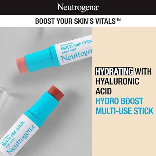 Neutrogena Hydro Boost Hydrating Multi-Use Makeup Stick With Hyaluronic Acid Gentle Multi-Use Colored Makeup Balm To Brighten Lips Cheeks & Eyes Non-Comedogenic Soft Pink 0.26 Oz