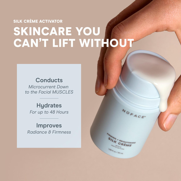 Nuface Silk Creme Activator - Brightening & Firming Conductive Serum For Microcurrent - Powered By Ionplex 8-Phyto Actives & Hyaluronic Acid To Enhance Microcurrent Facial Device Results (3.3 Oz)