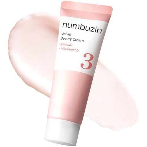 Numbuzin No.3 Cream | Velvet Beauty Cream | Hydration Textured Skin Poreless Smooth Skin Makeup Prep Primer Niacinamide 2.02 Fl. Oz
