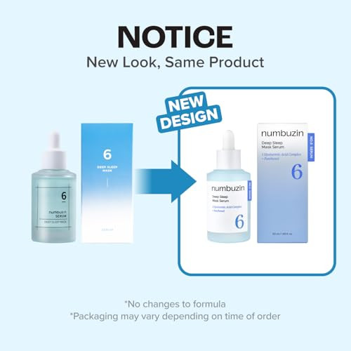 Numbuzin No.6 Serum | Deep Sleep Mask Serum | Iceland Glacier Water For Instant And Long-Lasting Hydration With Hyaluronic Acid & Niacinamide | Korean Skincare For Dry Skin 1.69 Fl. Oz