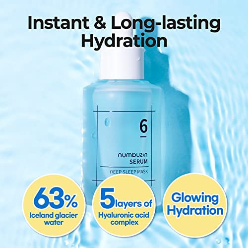 Numbuzin No.6 Serum | Deep Sleep Mask Serum | Iceland Glacier Water For Instant And Long-Lasting Hydration With Hyaluronic Acid & Niacinamide | Korean Skincare For Dry Skin 1.69 Fl. Oz