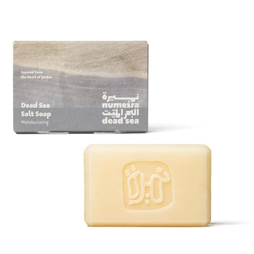 Numeira Dead Sea Salt Soap - Moisturizing Mineral-Rich Face & Body Bar - Natural Bar Soap With Olive Oil Grape Seed Oil Vitamin E And Dead Sea Salt Harvested From Jordan