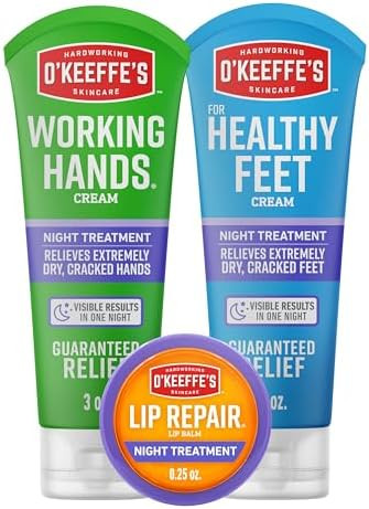 O'Keeffe'S Night Treatment Combo Pack Including Working Hands Night Treatment Hand Cream Healthy Feet Night Treatment Foot Cream And Lip Repair Night Treatment Lip Balm; Idea