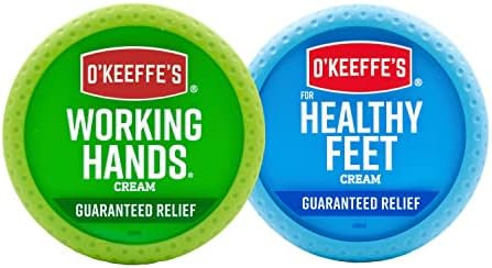 O'Keeffe'S Working Hands Hand Cream (3.4 Oz Jar) And Healthy Feet Foot Cream (3.2 Oz Jar) - Repairing Skincare For Extremely Dry Cracked Hands And Feet Travel Size