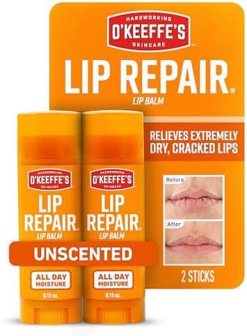 O'Keeffe'S Lip Repair Unscented Lip Balm For Dry Cracked Lips - Stick (Twin Pack) - Moisturizer For Very Dry Lips