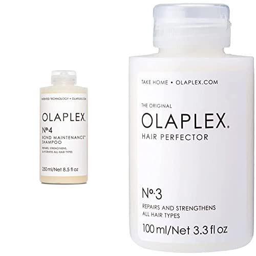 Olaplex No. 3 Hair Perfector Repairing Treatment For Dry Damaged Hair Repairs & Strengthens + No. 4 Bond Maintenance Shampoo Repairs Strengthens & Nourishes Adds Shine & Leaves Hair Feeling Soft