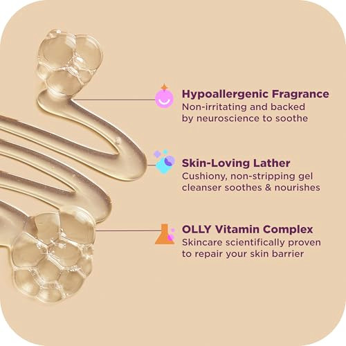 Olly Body Wash Comfy Mood + Skin With Ceramides Chamomile Oil & Vitamin E To Hydrate & Nourish Skin Cozy Vanilla & Fig Scent 17 Fl Oz