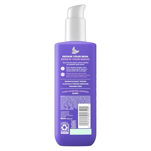 Olly Renew Body Lotion-Serum With Vitamin D Retinol & Botanicals Nourishing Cleanser For Skin Barrier Repair Deep Hydration Jasmine Bergamot Scent 8Oz
