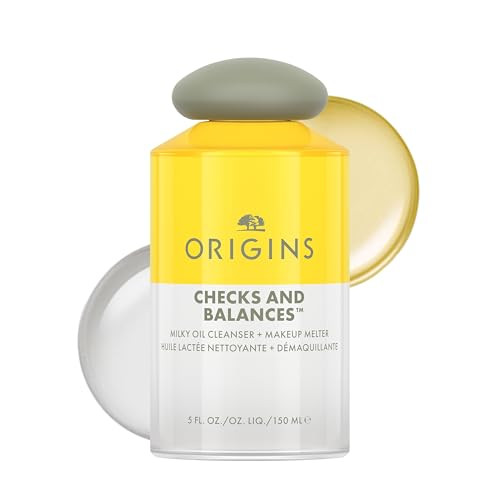 Origins Checks And Balances Milky Oil Cleanser + Makeup Melter | Softens Skin & Removes Makeup | With Squalane & Plant-Derived Glycerin 5 Fl Oz
