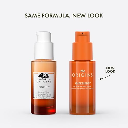 Origins Ginzing Glow-Boosting Vitamin C Serum With Caffeine & Ginseng | Smoother Skin & Less Visible Pores 1 Fl Oz