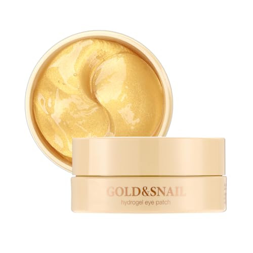 Petitfee Gold & Snail Hydrogel Eye Patch 60Ea (30Pairs) - 24K Gold Snail Eye Mask For Firming Healthy Skin Hydrating Skin Elasticity Snail Secretion Filtrate Bamboo Extract Green Tea Extract