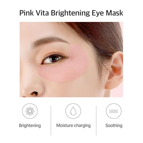 Petitfee Pink Vita Brightening Eye Mask 60 Pieces (30Pairs) - Rose And Vitamin B Eye Patch Soft Bamboo Sheet Mask Evens Skin Tone Rose Extract Vitamin Tree Extract Radish Extract Beet Root Extract