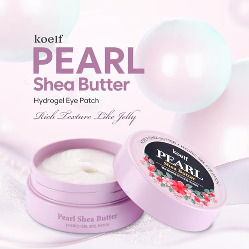 Petitfee Koelf Pearl & Shea Butter Hydrogel Eye Patch 60Ea (30Pairs) - Cooling Moisturizing Eye Mask With Bamboo Pine Tree For Soothing Under Eye Care For Puffy Eyes Eye Bags