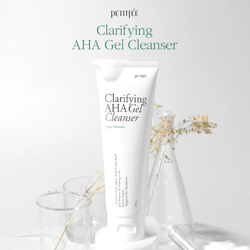 Petitfee Clarifying Aha Gel Cleanser 3.38 Fl. Oz. (100Ml) - Vegan Facial Cleansing Foam With Triple-Aha Bha Lha Mild Exfoliating Cleanser Tea Tree Leaf Centella Asiatica Madecassoside Calming Soothing