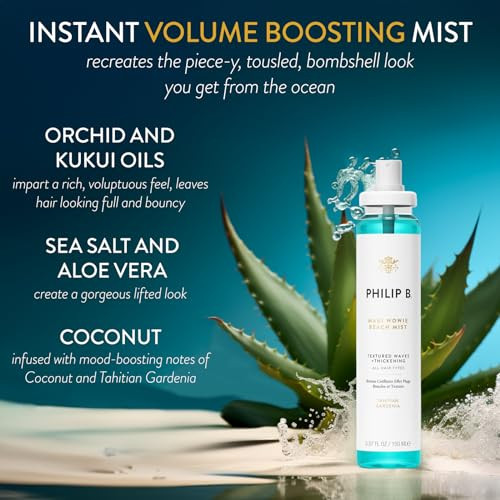 Philip B. Maui Wowie Beach Mist 5.07 Oz - Texturizing Hair Mist Boosts Appearance Of Volume & Bouncy Waves Infused With Botanical Moisturizers Sea Salt Coconut & Aloe Vera