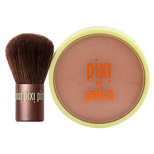 Pixi Beauty Bronzer + Kabuki | Hydrating Silky Bronzing Powder With Included Brush | Perfectly Pigmented & Long-Wearing Bronzer | For Natural Warmth & Luminosity | Subtly Suntouched | 0.4 Oz/10.2 G