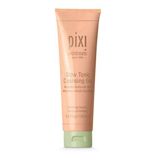 Pixi Glow Tonic Cleansing Gel | Glycolic Acid Facial Cleanser | Gently Exfoliates Tones & Energizes Skin | With Ginseng Aloe & Horse Chestnut | 4.57 Fl Oz/135Ml