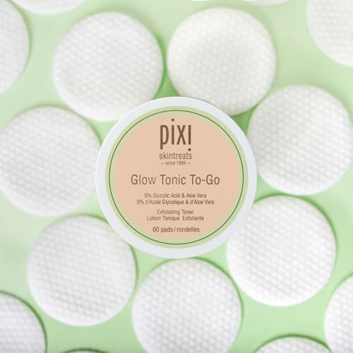 Pixi Glow Tonic To-Go | Gentle And Balancing Exfoliating Toner | Glycolic Acid Pads For Radiant Skin And Daily Brightening | Alcohol-Free Formula Face Exfoliator 60 Pads