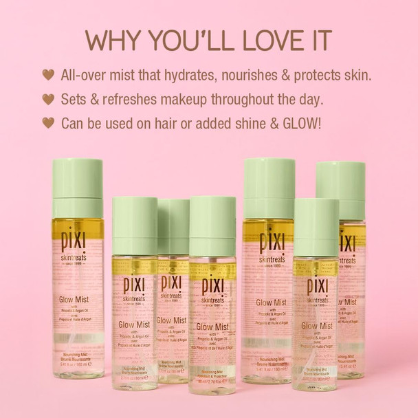 Pixi Beauty Glow Mist | All-Over Mist For Luminous Complexion | Set & Refresh Makeup | Hydrate Skin With 21 Natural Oils 2.70 Fl Oz