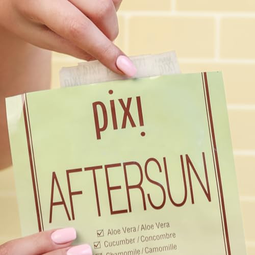 Pixi Beauty Aftersun Sheet Mask Instant Calming & Soothing Skin Treatment Aloe Vera Cucumber & Chamomile Cooling Mask 3 Masks Per Box 3 X 0.80 Oz / 23 Gm