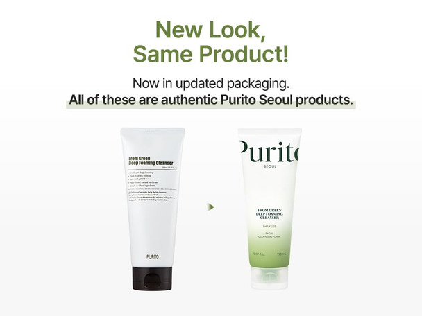 Purito From Green Deep Foaming Cleanser 150Ml / 5.07 Fl.Oz Ph 5.5 Plant-Based Natural Ingredients Cruelty-Free Vegan